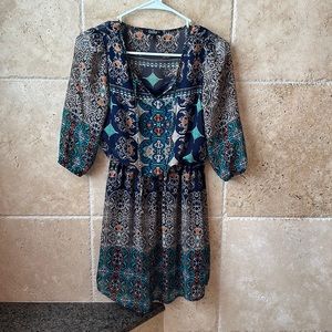 Be bop juniors dress xs Sheer with tank dress liner attached. Fall colors